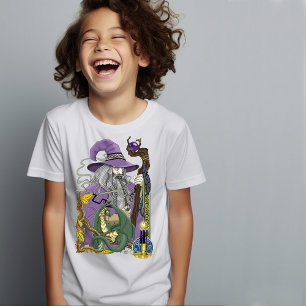 ケルトの魔法使いドラゴンファンタジー パープル Tシャツ