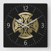 ケルトの黄金の結び目 スクエア壁時計 (正面)