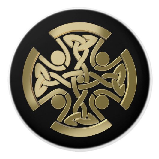ケルトの黄金の結び目 セラミックノブ (正面)
