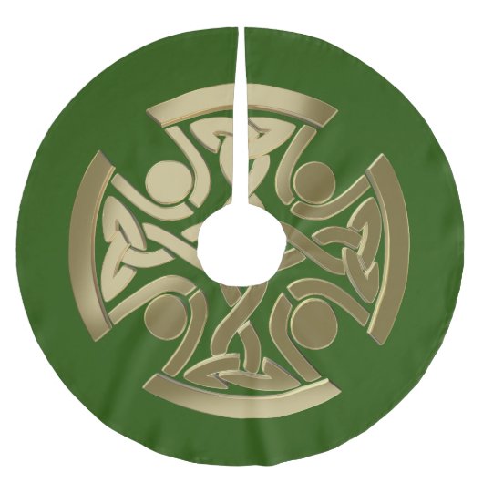 ケルトの黄金の結び目 ブラッシュドポリエステルツリースカート (正面)