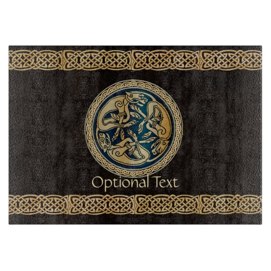 ケルトウルフ結び糸細工トライアド カッティングボード (正面)