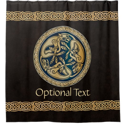 ケルトウルフ結び糸細工トライアド シャワーカーテン (正面)