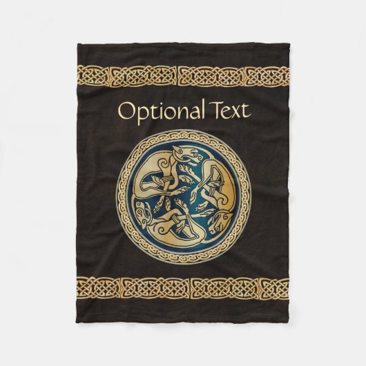 ケルトウルフ結び糸細工トライアド フリースブランケット (正面)