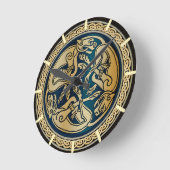 ケルトウルフ結び糸細工三徴 ラウンド壁時計 (傾斜)