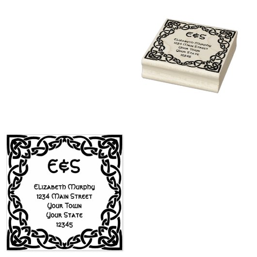 ケルトエレガントク結婚のケルト結び目模様差出人住所 ラバースタンプ (押印)