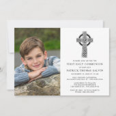 ケルトエレガントック十字写真第1聖餐式 招待状 (正面)