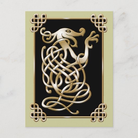 ケルトオオカミ - 黒背景 ポストカード (正面)