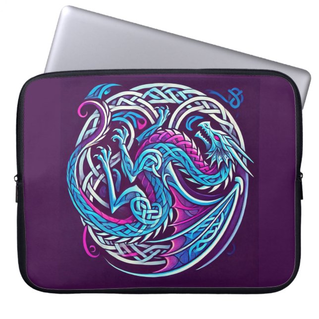 ケルトカラフルチック・ドラゴンも ラップトップスリーブ (正面)
