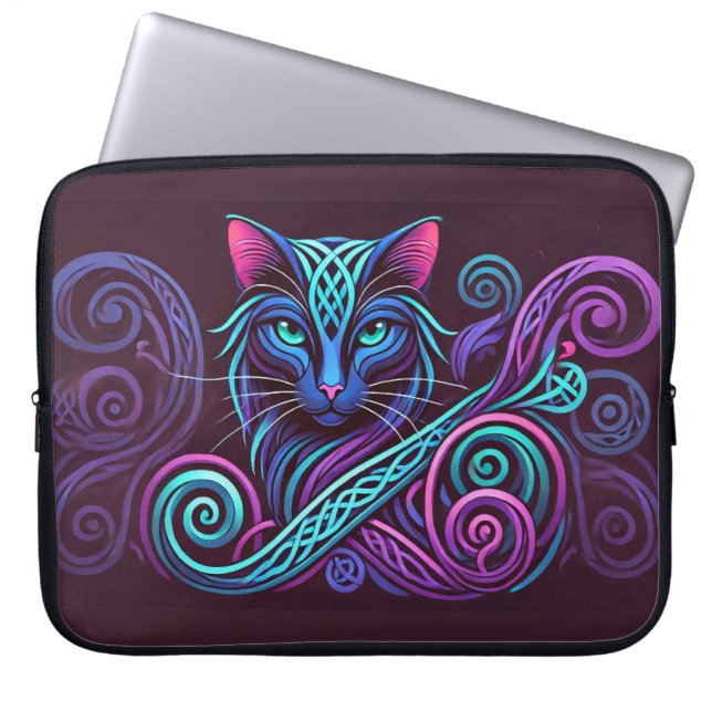 ケルトカラフルネコ ラップトップスリーブ (正面)