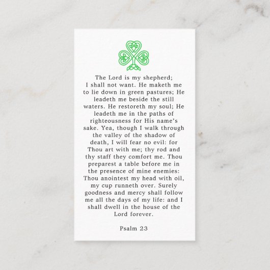 ケルトクロスシャームロックアイリッシュ葬式祈りの言葉 名刺 (裏面)