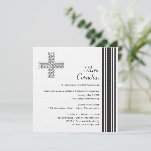 ケルトクロスファースト聖餐式招待状 招待状 (スタンド正面)