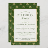 ケルトグリーンゴールドトリプルスパイラル誕生日 招待状 (正面/裏面)