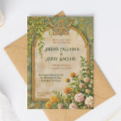 ケルトグリーンワイルドフラワーヴィンテージウェディング招待状 招待状