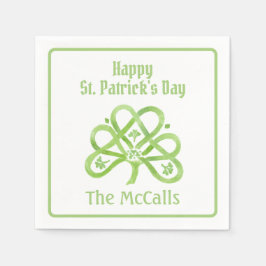 ケルトグリーン水彩シャムロック St Patricks スタンダードカクテルナプキン