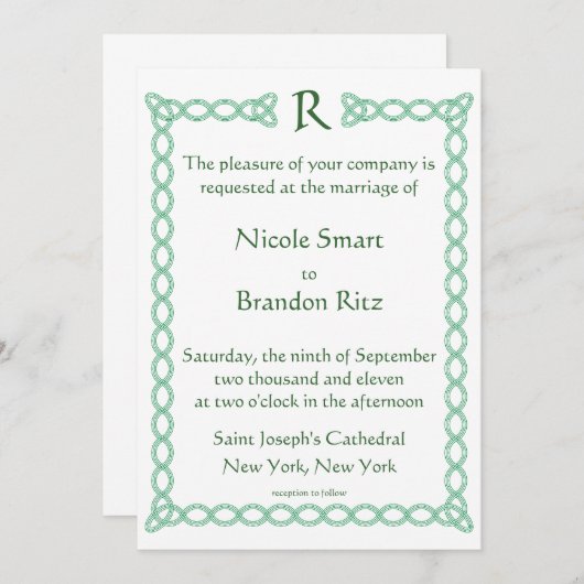 ケルトグリーン結婚式招待状 招待状 (正面/裏面)