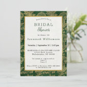 ケルトグリーン金ゴールドペイズリーフローラブライダルシャワー 招待状 (スタンド正面)