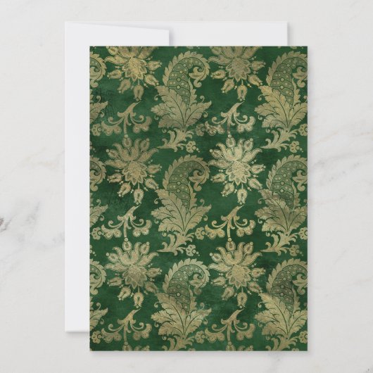 ケルトグリーン金ゴールドペイズリーフローラ誕生日 招待状 (裏面)
