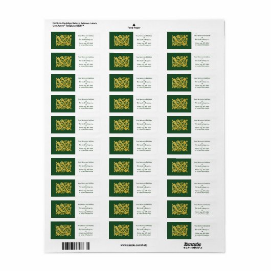 ケルトゴールデンスネークオングリーン差出人住所 ラベル (フルシート)