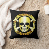 ケルトスカルクロスボーン/バイキング/海賊版/金ゴールド/ブラック クッション (ブランケット)