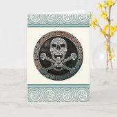 ケルトスカル&クロスボーングリーティングカード カード (黄色い花)