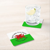 ケルトスタイルで聖デイヴィデイズをお祝い スクエアペーパーコースター (インサイチュ)