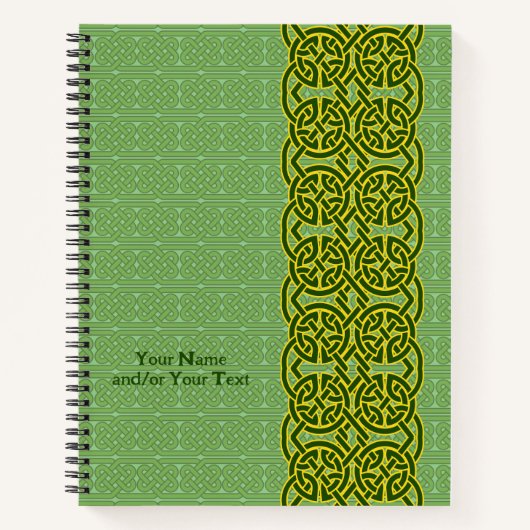 ケルトスタイル柄の緑のノート ノートブック (正面)