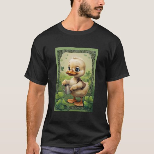 ケルトチャーム：アヒルの散水4枚葉クローバー Tシャツ (正面)