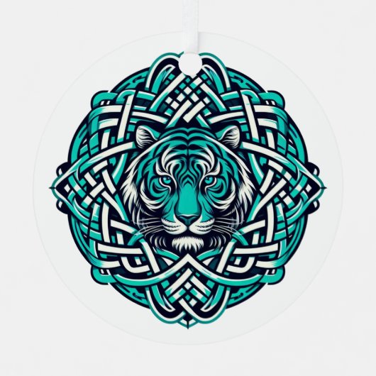 ケルトティール（緑がかった色）タイガー メタルオーナメント (正面)