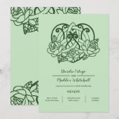 ケルトトリケートラアイリッシュハートグリーンハンドスティング 招待状 (正面/裏面)