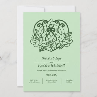 ケルトトリケートラアイリッシュハートグリーンハンドスティング 招待状