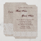 ケルトノットが施された素朴な麻布 アイルランドの伝統的な 招待状 (正面/裏面)