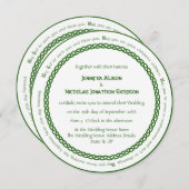 ケルトノットサークルとアイルランドの結婚式の祝福 招待状 (正面/裏面)