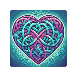 ケルトハートとティール（緑がかった色） メタルプリント