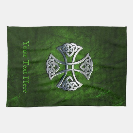 ケルトパーソナライズされたク十字 キッチンタオル (横)