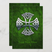 ケルトパーソナライズされた十字 招待状 (正面/裏面)