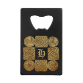 ケルトパーソナライズされた結び糸細工クロス クレジットカード栓抜き (裏面)