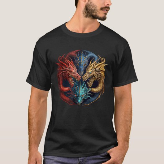 ケルトファンタジーレインボードラゴン Tシャツ (正面)