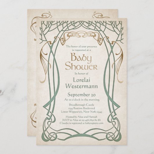 ケルトファンタジー赤ちゃんシャワー 招待状 (正面/裏面)