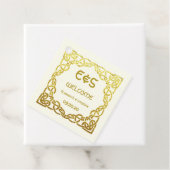 ケルトフェイク金ゴールド結び目オンアイボリー結婚の歓迎 フェイバータグ (インサイチュ)