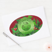 ケルトユール(キリスト降誕祭)スパイラル(ホリー付) 楕円形シール (封筒)