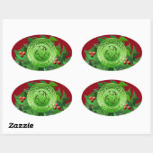 ケルトユール(キリスト降誕祭)スパイラル(ホリー付) 楕円形シール (シート)