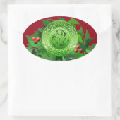 ケルトユール(キリスト降誕祭)スパイラル(ホリー付) 楕円形シール (バッグ)