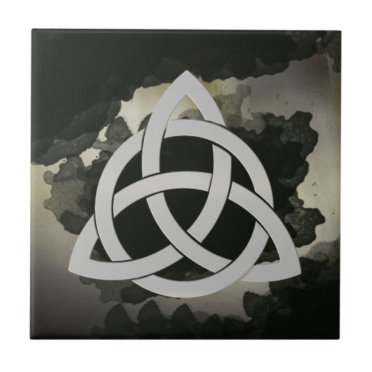 ケルト三位一体ノットメタルサークルドヴィンテージブラック タイル (正面)