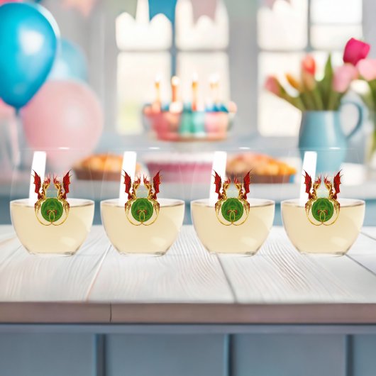 ケルト三日月とドラゴン ステムなしワイングラス (インサイチュ (ベビーシャワー))