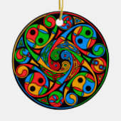 ケルト人のステンドグラスの螺線形のオーナメント セラミックオーナメント (正面)
