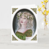 ケルト人の女性、グイネバー·グリーティング·カード カード (黄色い花)