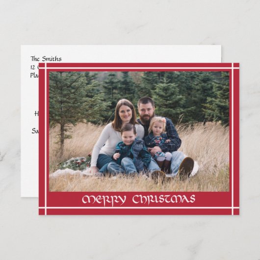ケルト人の手書きの習字家族のクリスマス ポストカード (正面/裏面)