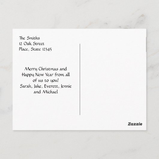 ケルト人の手書きの習字家族のクリスマス ポストカード (裏面)