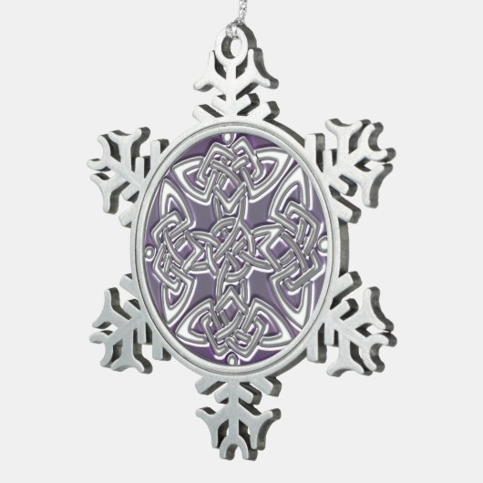 ケルト人のDaraの結び目のクリスマスのオーナメント スノーフレークピューターオーナメント (右)