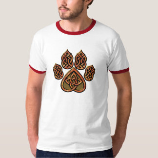 ケルト人のPawprintの赤いワイシャツ Tシャツ